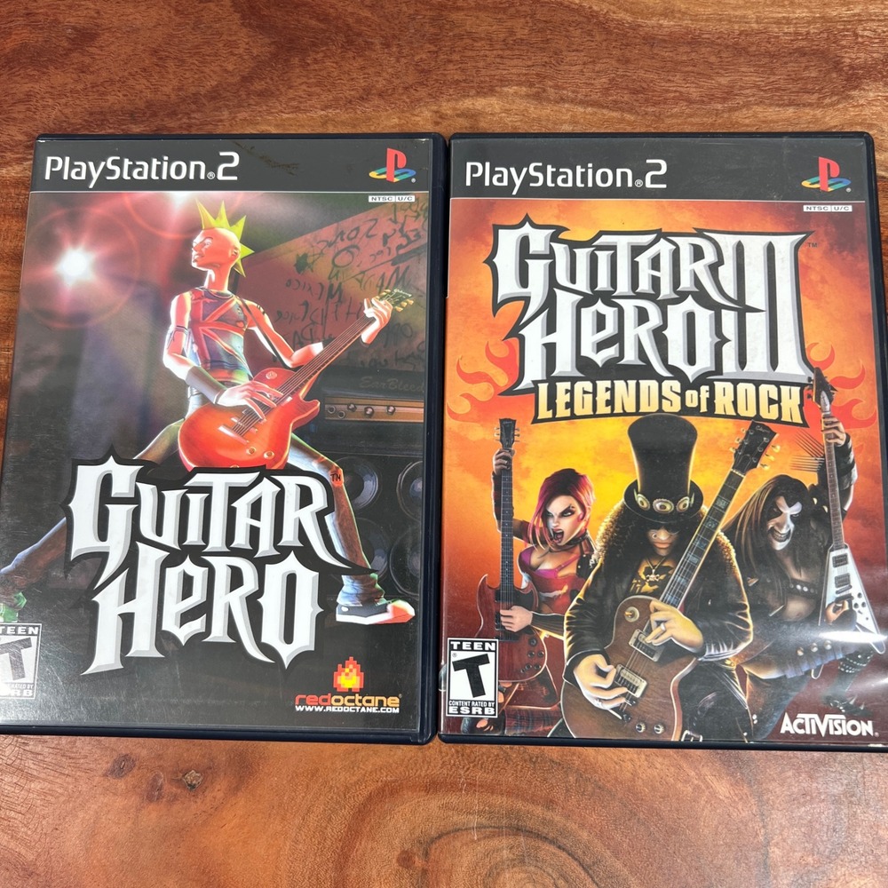 Guitar Hero 1 & 3 Legends of Rock Sony PlayStation 2 PS2 Bundle CIB SLUS 21224